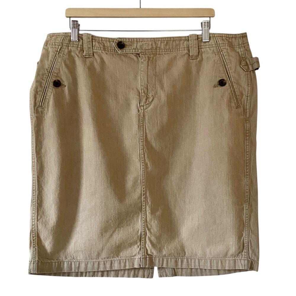 LRL Lauren Jeans Co. Tan Khaki Lightweight Denim Skirt Sz 16W